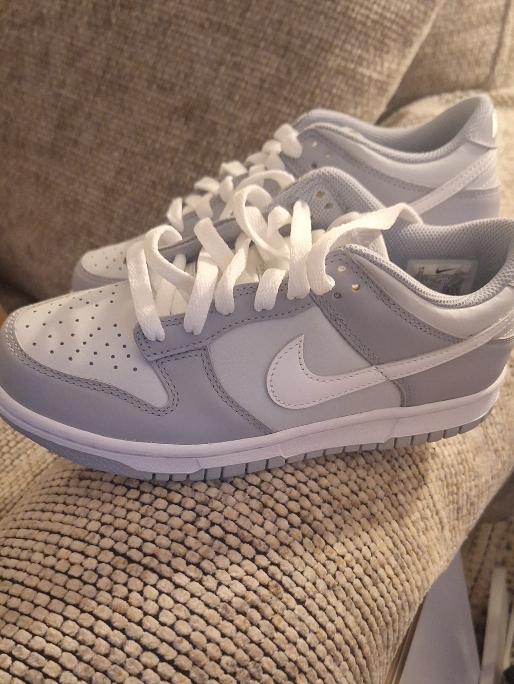 Nike Women's Light Gray and White Low-Top Sneakers